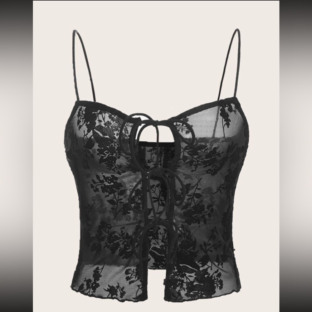 SHEIN black sheer mesh crop top
